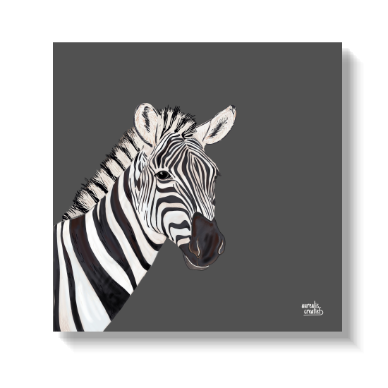 Zebrakop in profiel, met zeer gedetailleerd weergegeven strepen.